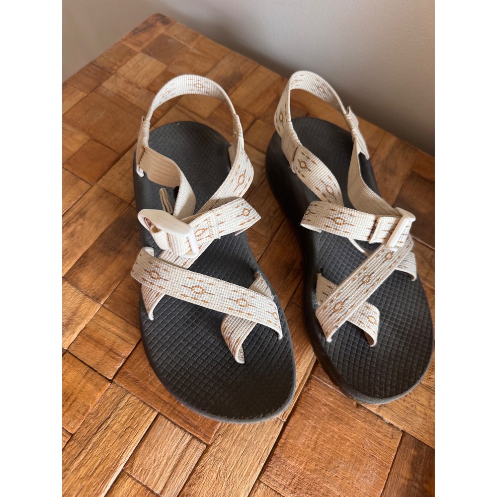 Chaco Z Cloud 2 Womens 8 Sandal Cream Geometric Strappy Toe Loop Athletic Hiking - Picture 2 of 6